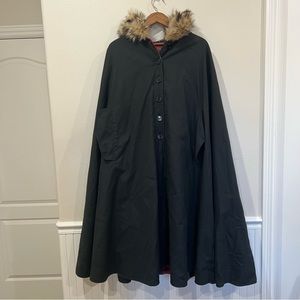 Vintage Fur-Collar Cape Reversible Plus Size Fairytalecore